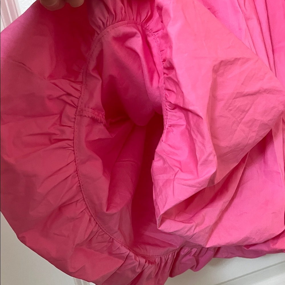 Peach Love California Bubble Hem Hot Pink Ruffle Tie-Front Mini Dress - Picture 7 of 12